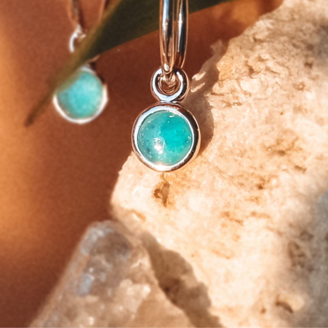 Sterling Silver Opal Gift Set – Necklace & Huggies Hoop Drop Earrings