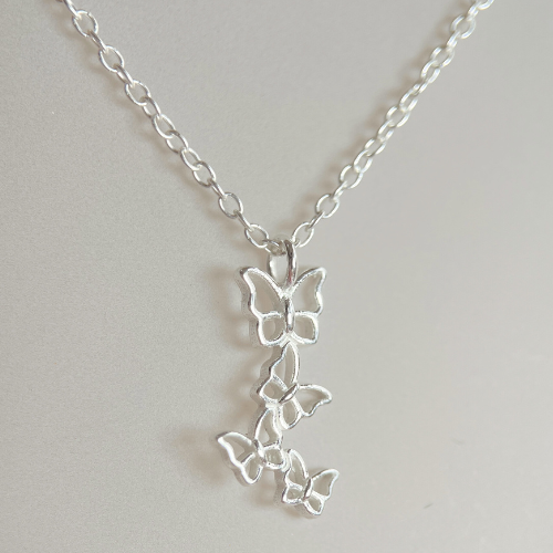 925 Sterling Silver Multi Butterfly Necklace