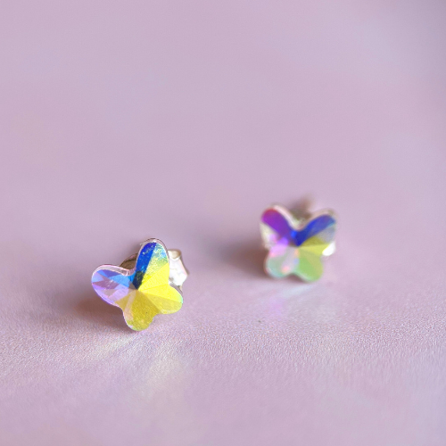 925 Sterling Silver Colorful Butterfly Stud Earrings