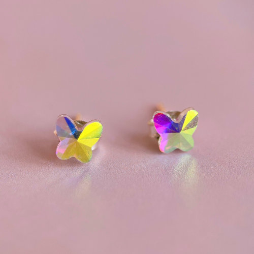 925 Sterling Silver Colorful Butterfly Stud Earrings