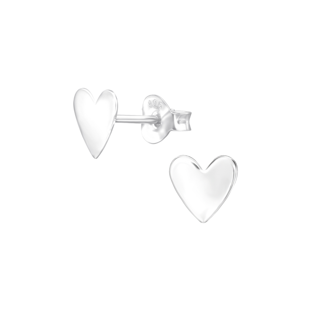Heart Stud Earrings 925 Sterling Silver