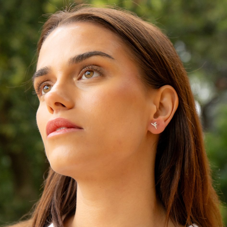 Still in Flight  – Sterling Silver Hummingbird Stud Earrings
