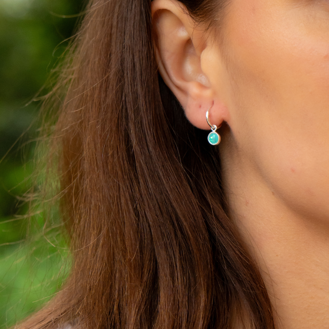 Sterling Silver Opal Gift Set – Necklace & Huggies Hoop Drop Earrings