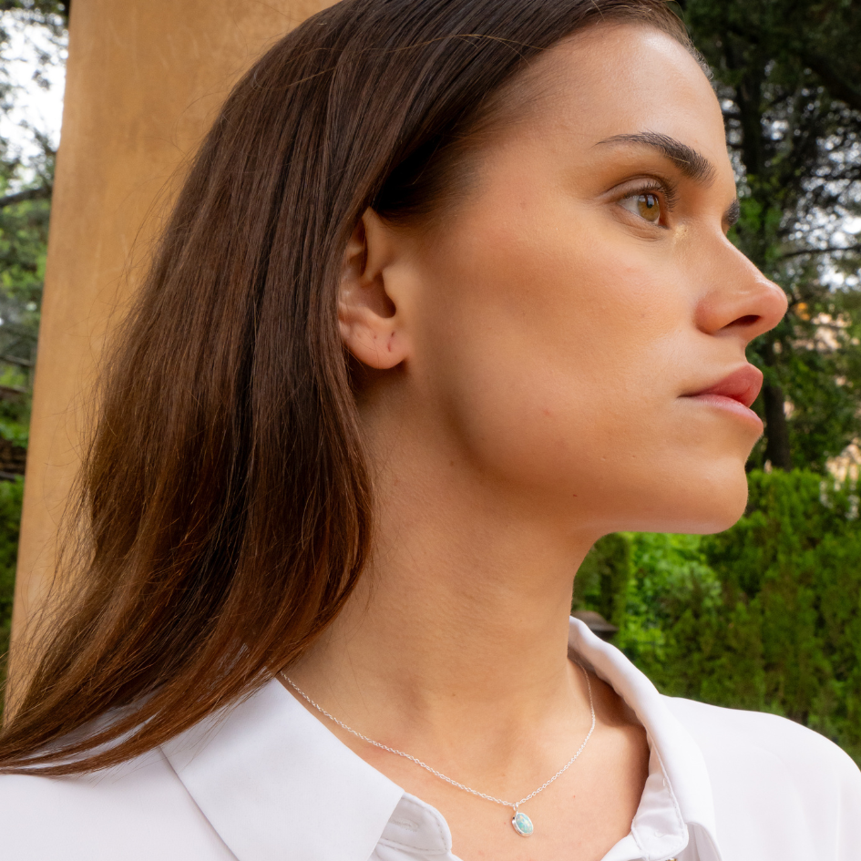 Sterling Silver Opal Gift Set – Necklace & Huggies Hoop Drop Earrings