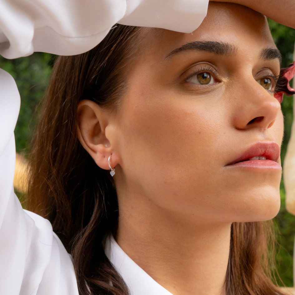Sterling Silver Heart Set – Delicate Necklace & Tiny Hoop Earrings